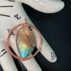 Handmade Labradorite Crystal Pendant Necklace Electroformed Copper